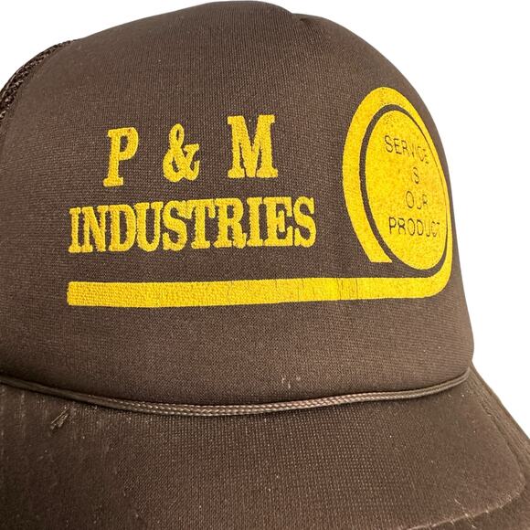 Workwear P&M  Industries Brown and Yellow Baseball Trucker Hat Adjustable - Picture 1 of 6